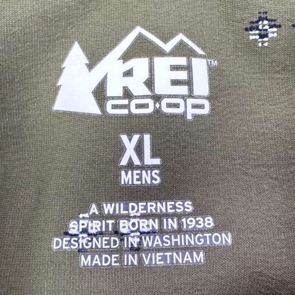 REI Co-op Mens XL Olive Green Diamond Western Print Long Sleeve Button Up Shirt - Picture 5 of 9